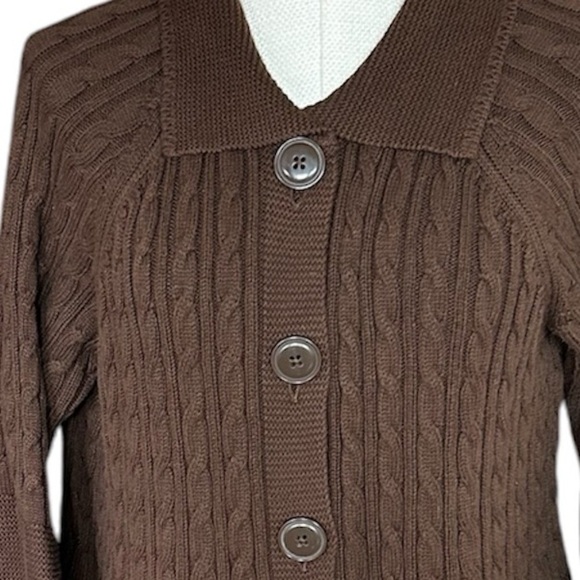 Croft&Borrow Women’s Cable Knit Sweater Bell Sleeves Large Buttons Size 1X - Picture 2 of 8